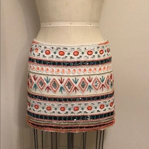 Tribal Beaded Mini Skirt